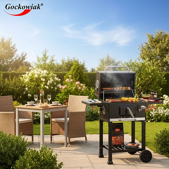 Garten-Holzkohlegrill mit Gusseisenrost FERRO