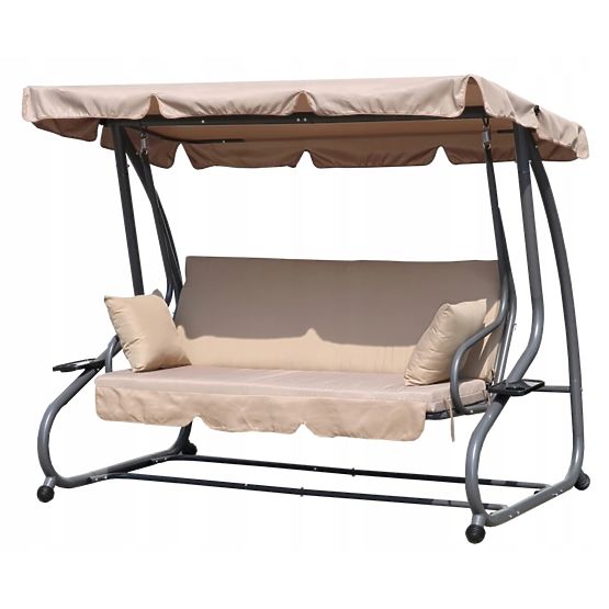 Garten-Schaukel 2-in-1 klappbar mit Kissen beige