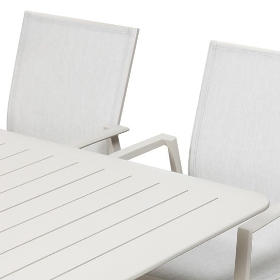 Garten-Set Canelli, ausziehbarer Tisch 175-234 cm + 4 Stühle, Aluminium, hellbeige