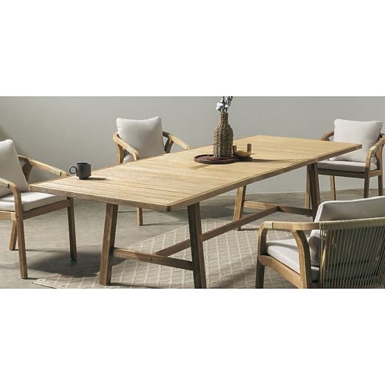 Garten-Set Castello, ausziehbarer Tisch 200-295 cm + 6 Stühle mit Geflecht, Akazienholz FSC
