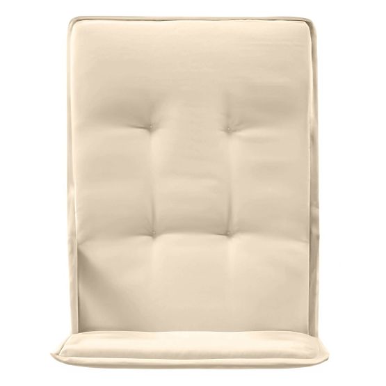 Garten-Set Familis Tisch 160 cm + 4 Stühle mit verstellbaren Rückenlehnen und cremefarbenen Kissen, 