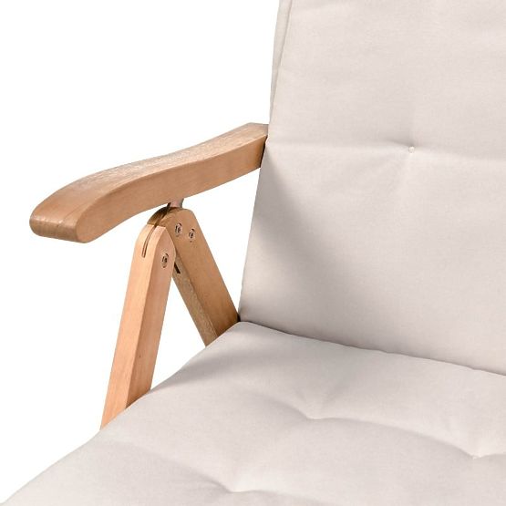 Garten-Set Familis Tisch 160 cm + 6 Stühle mit verstellbaren Rückenlehnen und hellgrauen Kissen