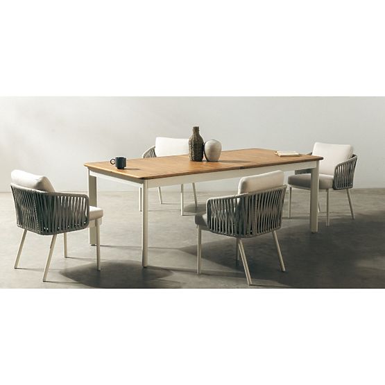 Garten-Set Porticato, ausziehbarer Tisch 211-300 cm + 6 Stühle, Akazienholz FSC, Teak-Optik