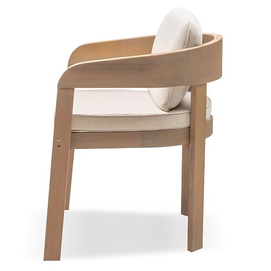 Garten-Set Satori, Tisch 183 cm + 4 Stühle, Akazienholz FSC, Teak-Optik, beige, abgerundet