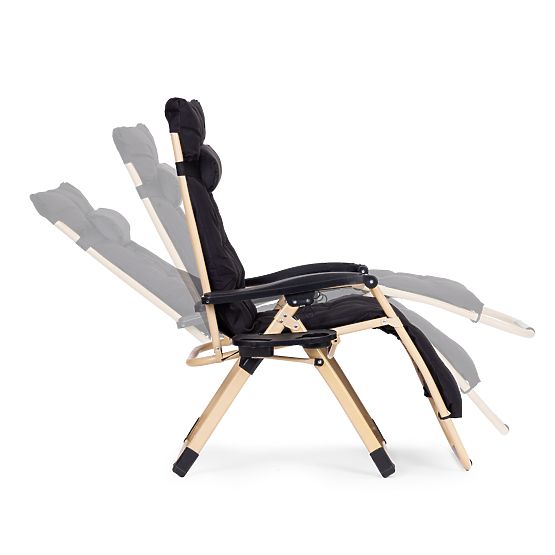 Garten-Strandliege mit Kissen und verstellbarer Rückenlehne schwarz goldener Rahmen MultiGarden