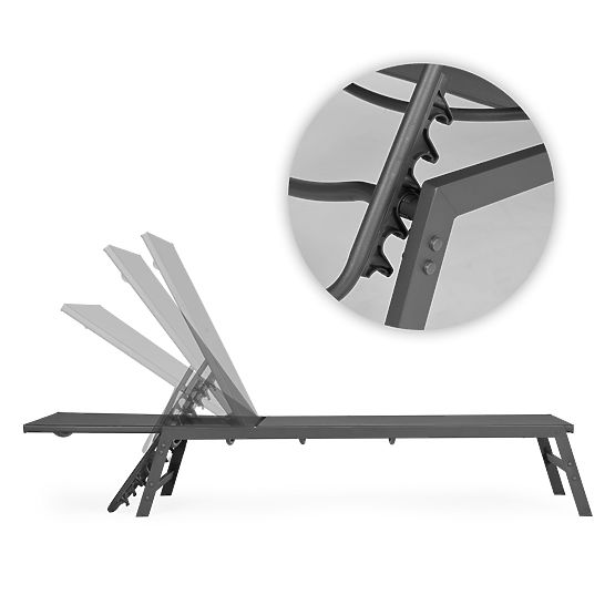 Garten-Strandliege mit verstellbarer Rückenlehne, Stahlkonstruktion, grau MultiGarden
