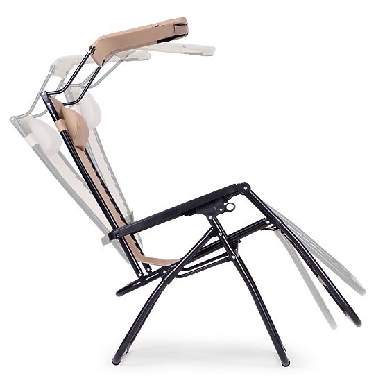 Garten-Strandliege mit verstellbarer Rückenlehne und beweglichem Sonnendach Modernhome - beige