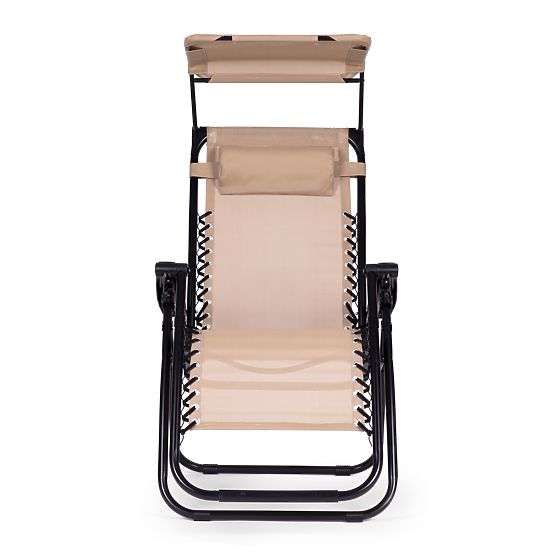 Garten-Strandliege mit verstellbarer Rückenlehne und beweglichem Sonnendach Modernhome - beige