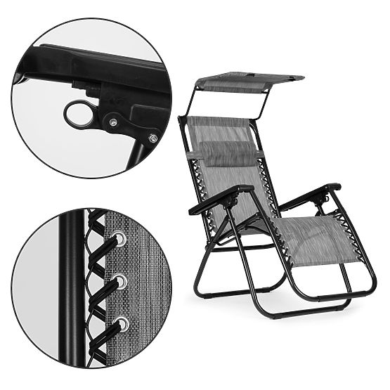 Garten-Strandliege mit verstellbarer Rückenlehne und beweglichem Sonnendach Modernhome - grau