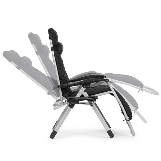 Garten-Strandliege mit verstellbarer Rückenlehne und Kissen + Kopfstütze schwarz MultiGarden