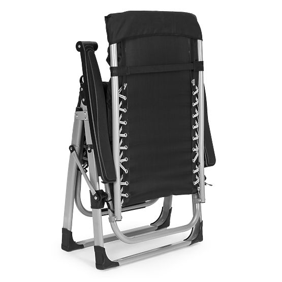 Garten-Strandliege mit verstellbarer Rückenlehne und Kissen + Kopfstütze schwarz MultiGarden