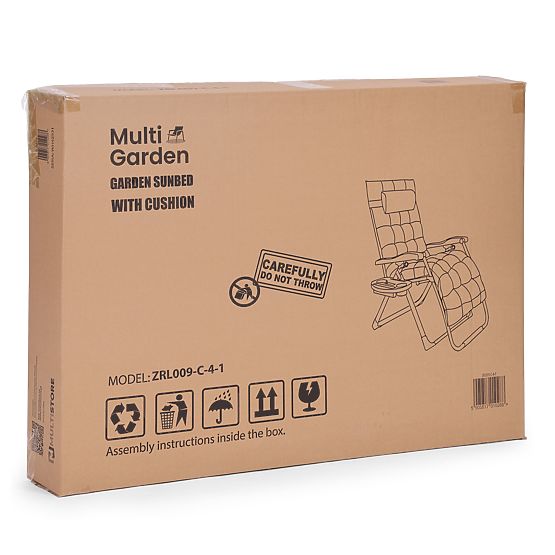 Garten-Strandliege mit verstellbarer Rückenlehne und Kissen + Kopfstütze schwarz MultiGarden