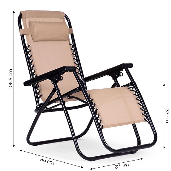 Garten-Strandliege mit verstellbarer Rückenlehne ZERO GRAVITY ModernHome - beige