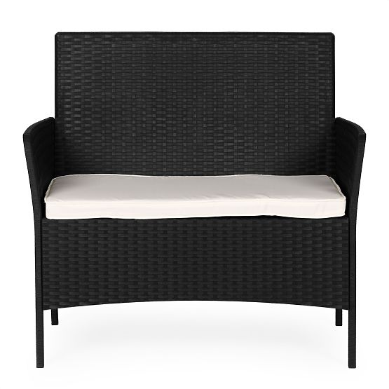 Garten-Zweisitzer-Sofa mit Kissen Bank für Balkon Terrasse Garten schwarz MultiGarden