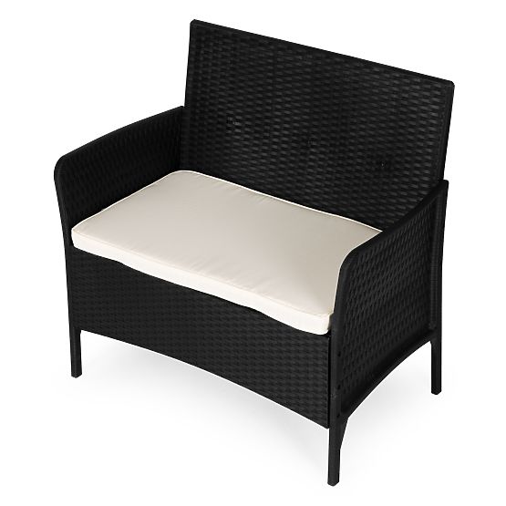 Garten-Zweisitzer-Sofa mit Kissen Bank für Balkon Terrasse Garten schwarz MultiGarden