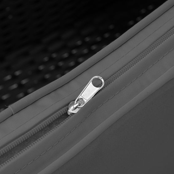 Gartenbank aus Technorattan Sofa CORDOBA schwarz mit grauen Kissen