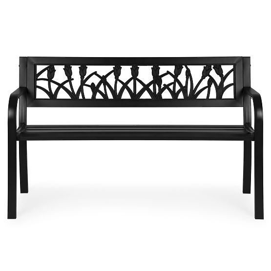 Gartenbank mit dekorativer Rückenlehne 120x50 cm Metallpark schwarz MultiGarden