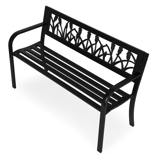 Gartenbank mit dekorativer Rückenlehne 120x50 cm Metallpark schwarz MultiGarden