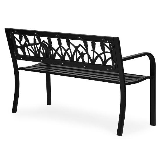 Gartenbank mit dekorativer Rückenlehne 120x50 cm Metallpark schwarz MultiGarden