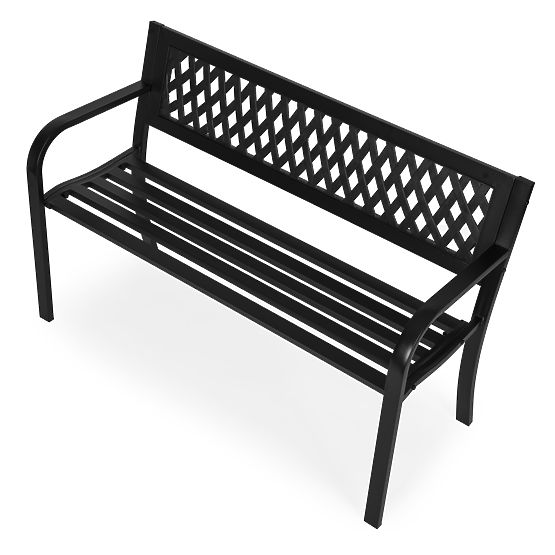 Gartenbank mit Gitterrückenlehne 120x50 cm Metall Park Schwarz MultiGarden