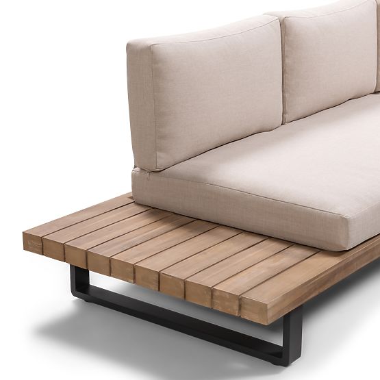 Gartenecksofa mit Tisch Borgo, Akazienholz FSC, Teak-Optik, Beige