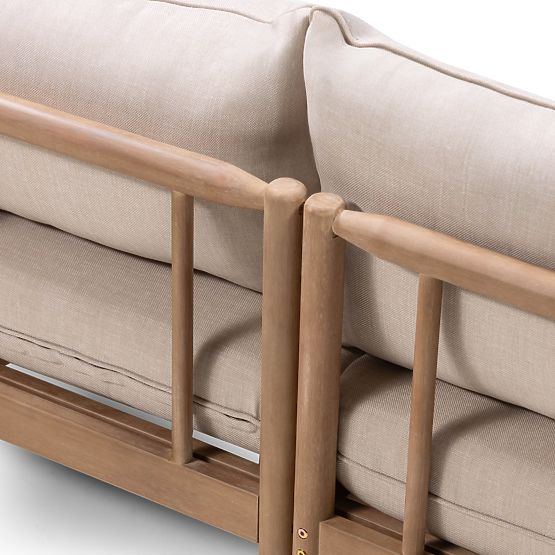 Gartenecksofa mit Tisch Mortlake, Eukalyptusholz FSC, Teakoptik, hellbeige/pr