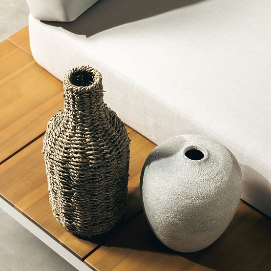 Gartenecksofa mit Tisch Porticato, Akazienholz FSC, Teak-Optik, hellbeige