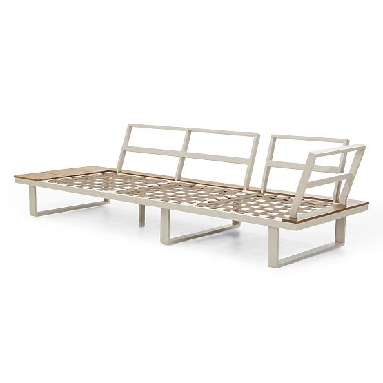 Gartenecksofa mit Tisch Porticato, Akazienholz FSC, Teak-Optik, hellbeige