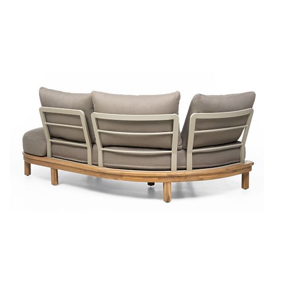 Gartenecksofa mit Tisch Summerland, Akazienholz, Teak-Optik, braungrau, abgerundete Form