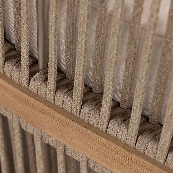 Gartenecksofa-Set mit Tisch Vetralla, Geflecht, Akazienholz FSC, Teak-Optik, hellbeige