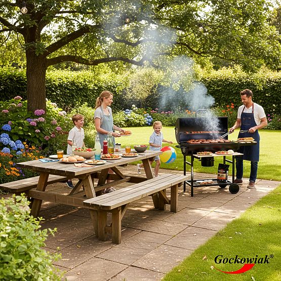 Gartenkohlegrill 2 Roste Aschekasten BAREL WOOD