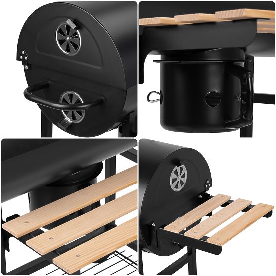 Gartenkohlegrill 2 Roste Aschekasten BAREL WOOD