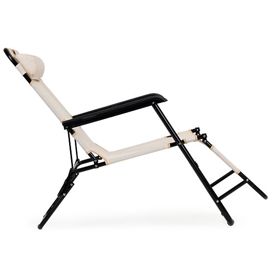 Gartenliege mit Kopfstütze klappbare Konstruktion beige