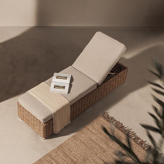 Gartenliege Sandy verstellbar, Technorattan, beige