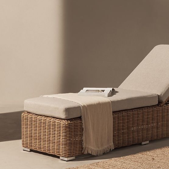 Gartenliege Sandy verstellbar, Technorattan, beige