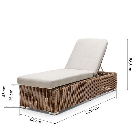 Gartenliege Sandy verstellbar, Technorattan, beige