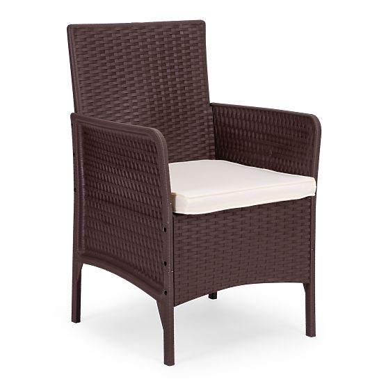 Gartenmöbel-Set 2 Sessel + Tisch gehärtetes Glas braun MultiGarden