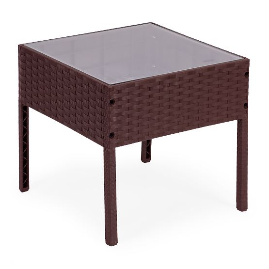 Gartenmöbel-Set 2 Sessel + Tisch gehärtetes Glas braun MultiGarden