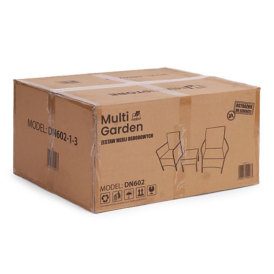 Gartenmöbel-Set 2 Sessel + Tisch gehärtetes Glas braun MultiGarden