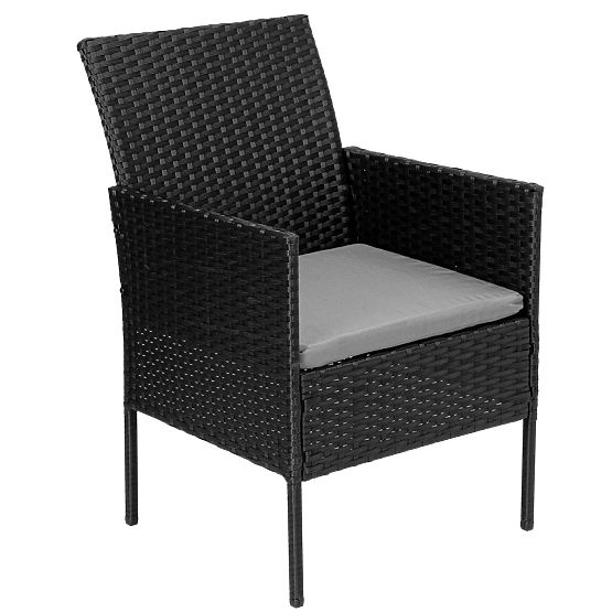 Gartenmöbel-Set aus Technorattan MAGNOLIA schwarz mit grauen Kissen