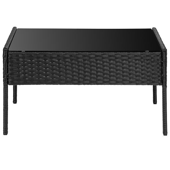 Gartenmöbel-Set aus Technorattan MAGNOLIA schwarz mit grauen Kissen