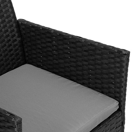 Gartenmöbel-Set aus Technorattan MAGNOLIA schwarz mit grauen Kissen