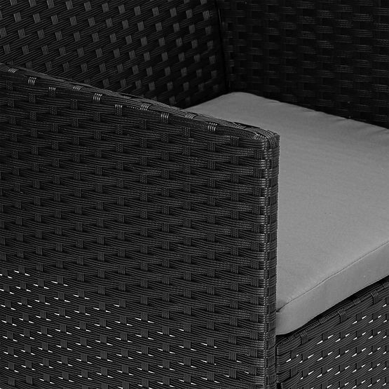 Gartenmöbel-Set aus Technorattan MAGNOLIA schwarz mit grauen Kissen