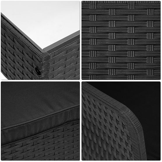 Gartenmöbel-Set CAMELIA schwarz mit schwarzen Kissen