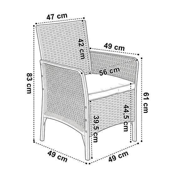 Gartenmöbel-Set CAMELIA schwarz mit schwarzen Kissen