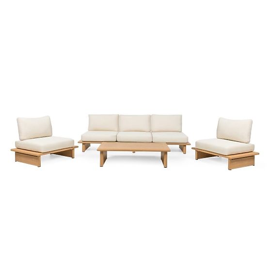 Gartenmöbel-Set Conny Aluminium, hellbeige, Holzoptik