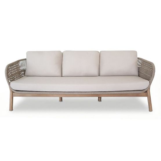 Gartenmöbel-Set Fiorentino 2 Teak-Optik, Geflecht, helles Akazienholz FSC, beige, abgerundet