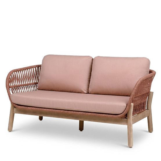 Gartenmöbel-Set Fiorentino Teak-Optik, Geflecht, helles Akazienholz FSC, Terrakotta, abgerundet