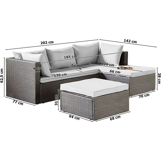 Gartenmöbel-Set FLORENCJA graues Sofa Ottomane