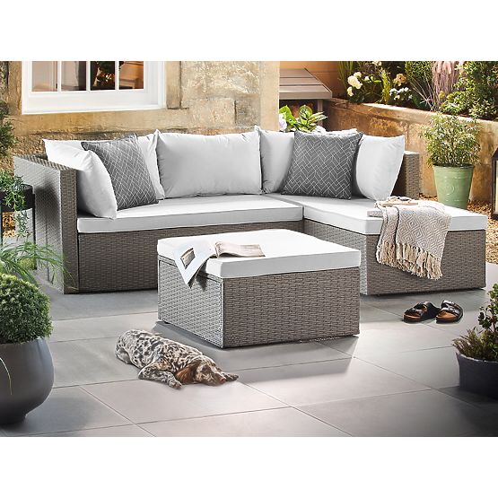 Gartenmöbel-Set FLORENCJA graues Sofa Ottomane